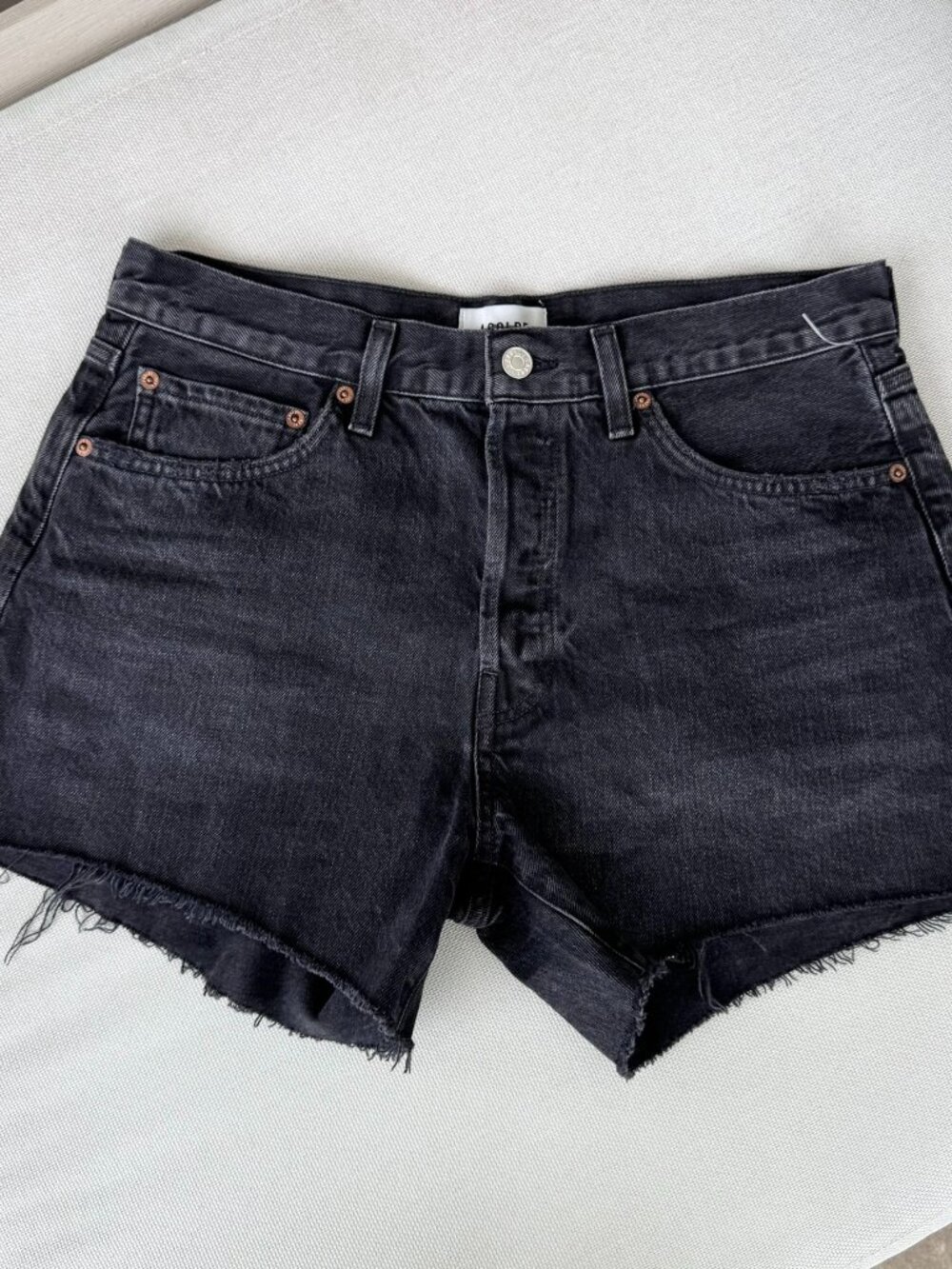 New AGOLDE Parker Long Jean Shorts Fright Black 28